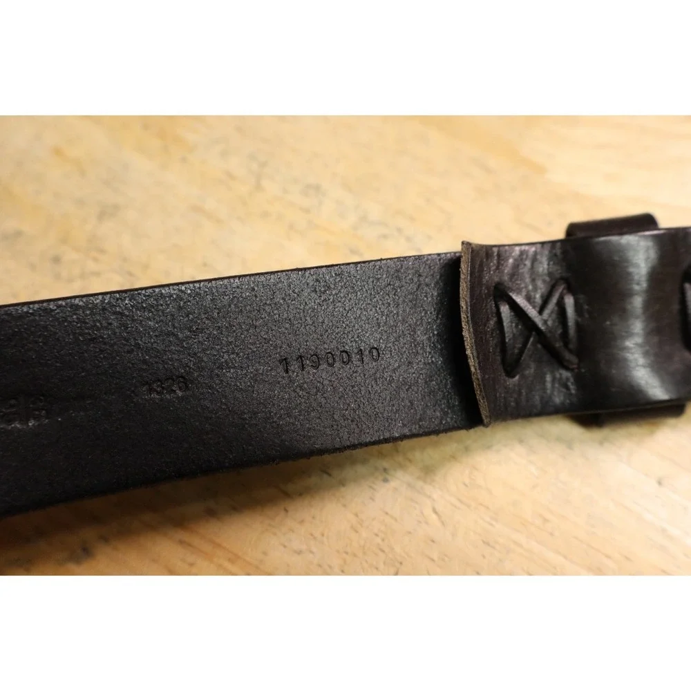Polo Ralph Lauren Pony Logo Metal Buckle Saddle Leather Belt Black Size 38
